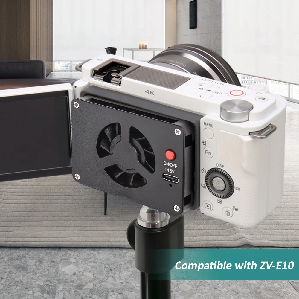 Moobody Camera Cooling System, Semiconductor Radiator for Fast Heat Dissipation, Low Noise, 2-Speed Adjustable, Type-c Port, Compatible with ZV-E10