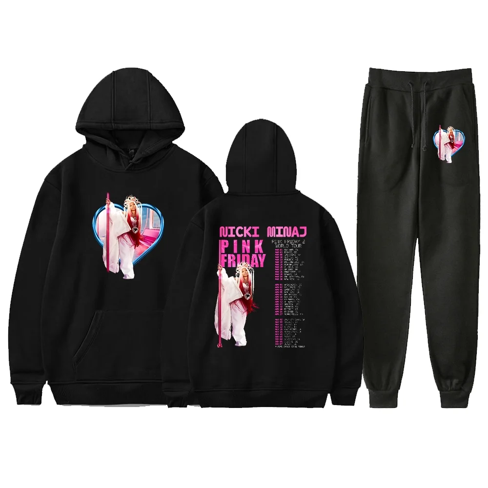 Nicki Minaj Pink Friday 2 Tour Hoodie Jogger Pants Two Piece Set Sweatshirts+Sweatpants Men Women's Set