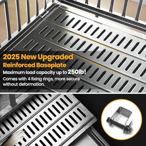 Oranland 48 inch Heavy Duty Indestructible Dog Crate,2025 New Upgraded Reinforced Baseplate for Large Dogs,XL Dog Crate for High Anxiety Dogs/Max Load Capacity 250lbs/Double Door with Wheels
