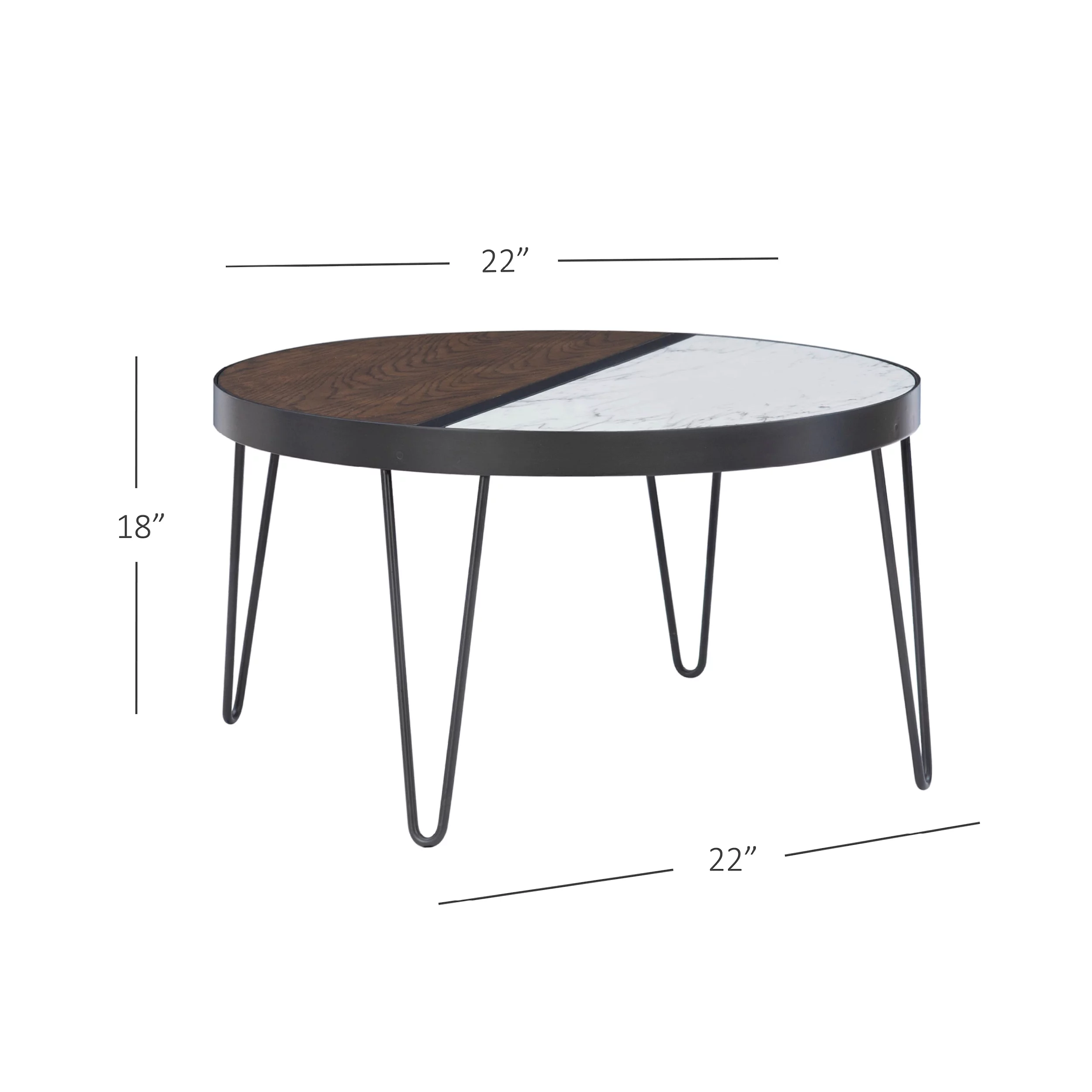 Calvert Round Mid-Century Coffee Table with Hairpin Legs, Walnut