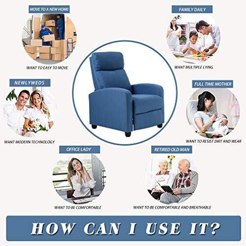 FDW Recliner Chair Reclining Sofa Leather Chair Home Theater Seating Lounge with Padded Seat Backrest