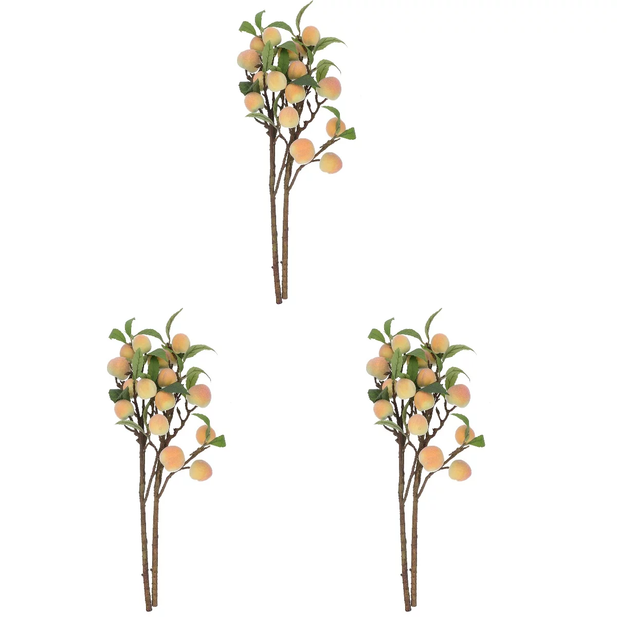 Frcolor Peach Branches Simulation Artificial Berry Branch Fake Fruit Branch Faux Christmas Stems Diy Tree Arrangement Flower