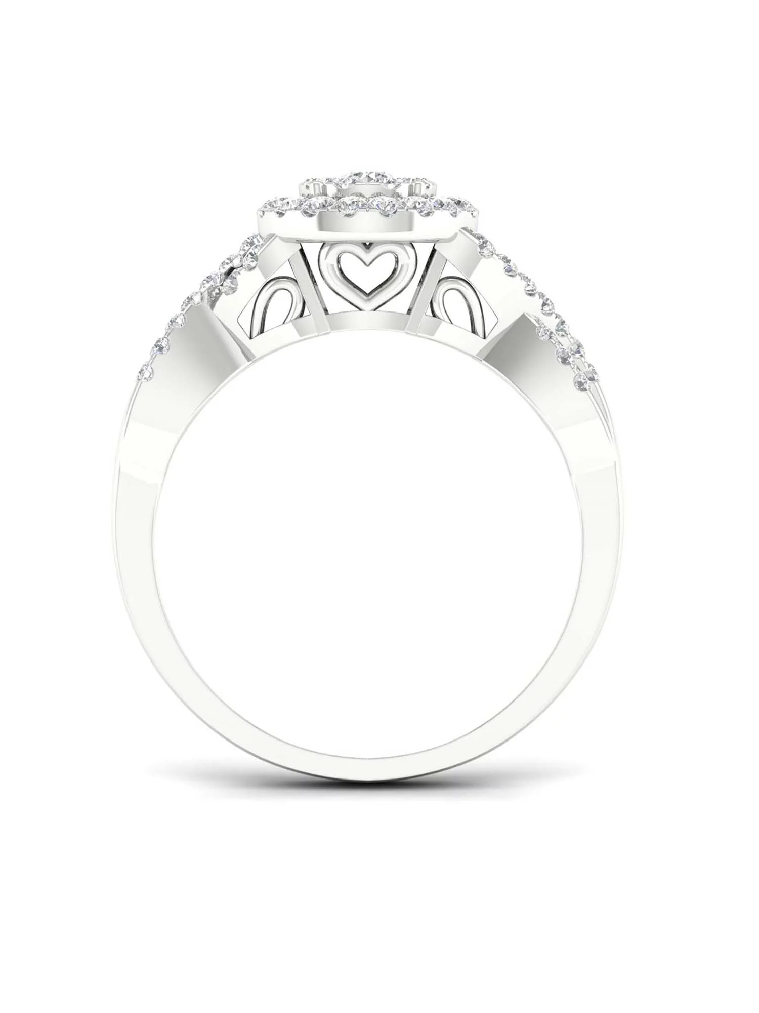 Imperial 3/8Ct TDW Diamond 10k White Gold Cluster Halo Twist Shank Bridal Ring Set (I-J, I2)