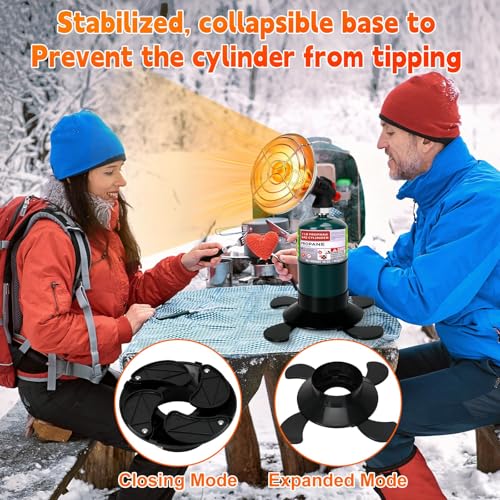 Portable Propane Heater for Camping, Outdoor Small Space Patio Garage Heaters, Self Ignition Radiant Cordless Heater Foldable Gas Tank Holder for Hiking Ice Fishing Hunting Tent Backyard