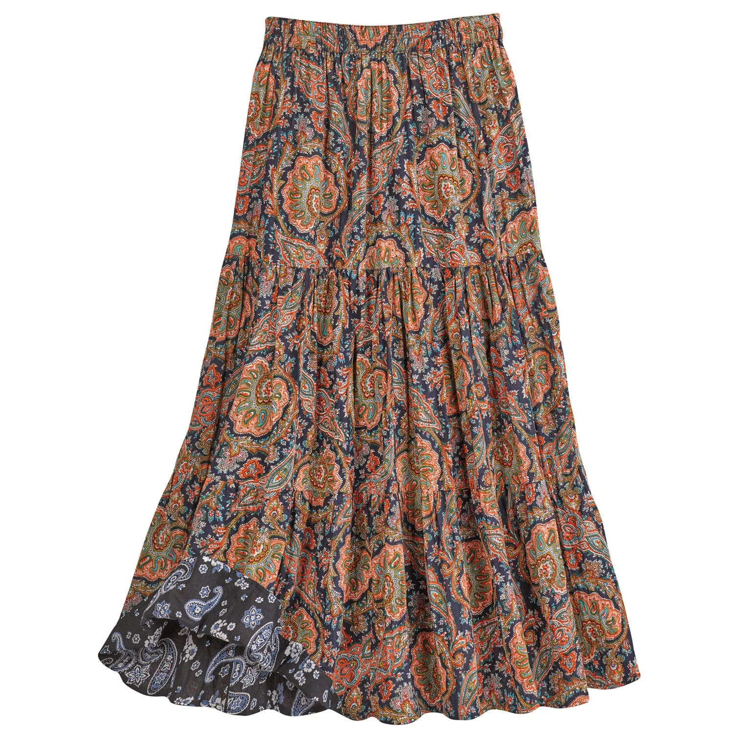 Womens Reversible Boho Maxi Skirt - Paisely Long Skirt by Catalog Classics - Rust, XL, 36