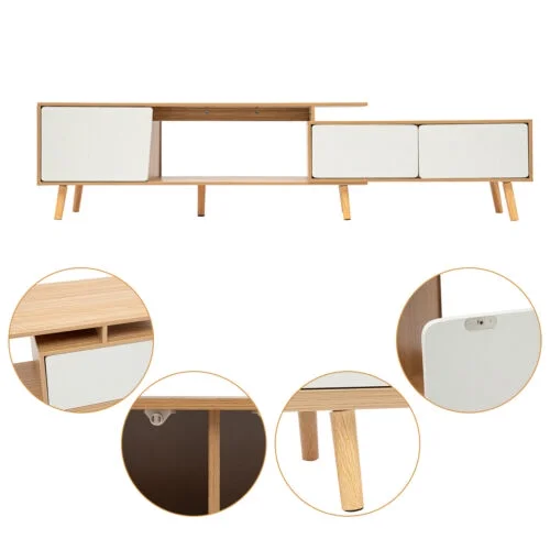 Modern TV Stand TV Unit Sideboard TV Console Media Cabinet Solid Wood White