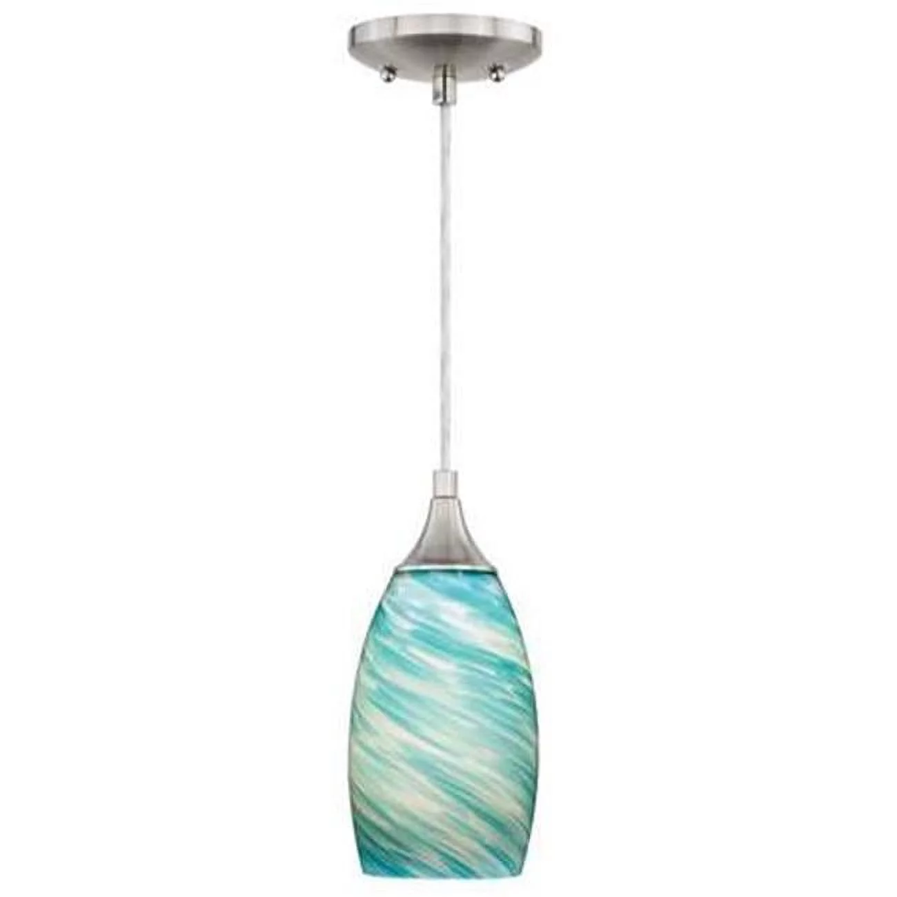 Milano Celeste Wave Glass Mini Pendant - Satin Nickel Finish