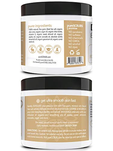 pureSCRUBS Premium Eucalyptus Body Scrub Set - Large 16oz Dead Sea Salt Body Scrub With Infused Essential Oils & Nutrients, Includes Wooden Spoon, Loofah & Oatmeal Exfoliating Bar Soap