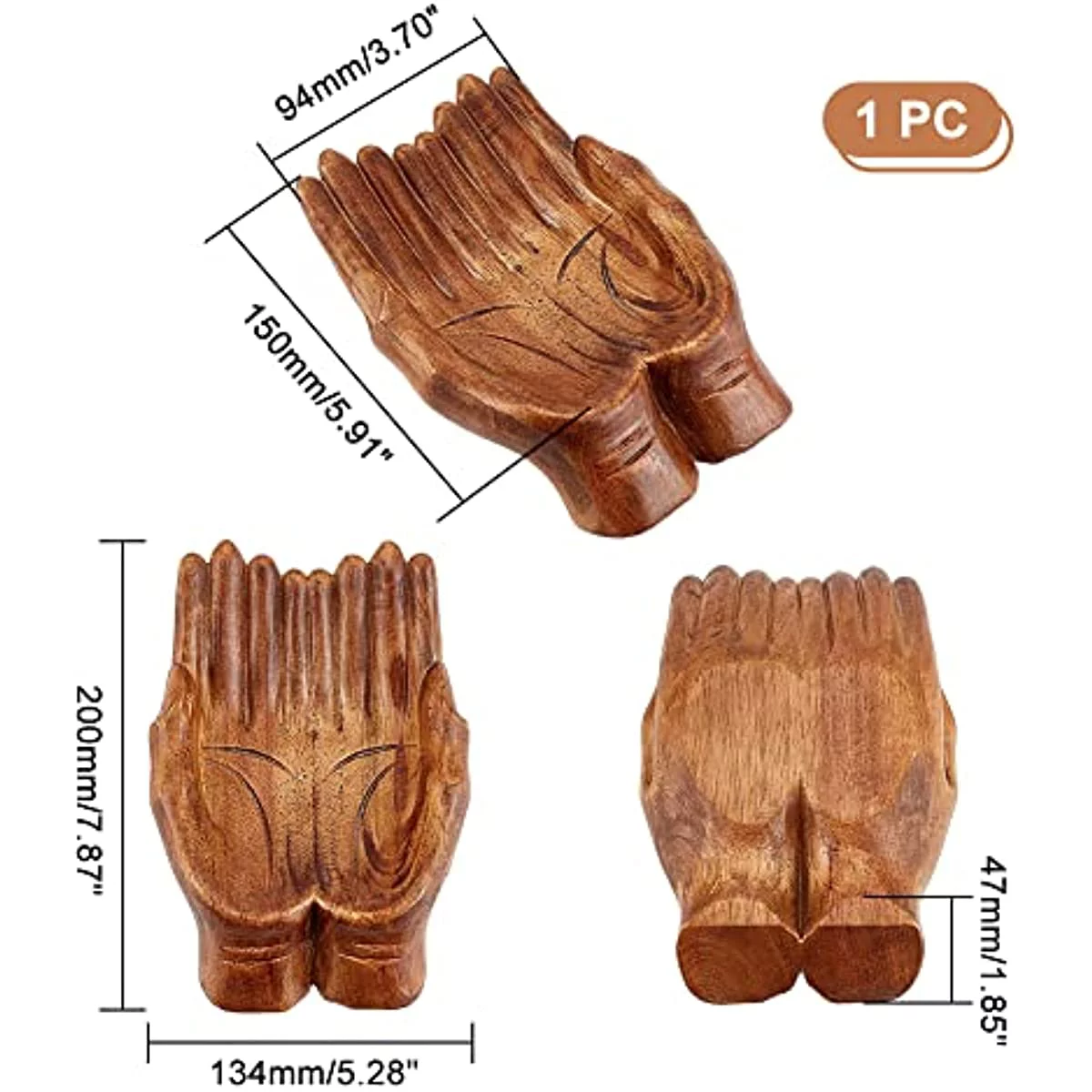 1pc Carved Hand Decorative Bowl Crystal Holder for Stones Display Crystal Tray Crystal Display Shelf Wood Key Bowl Offering bowl for Rock Display Wooden Bowls for Decor