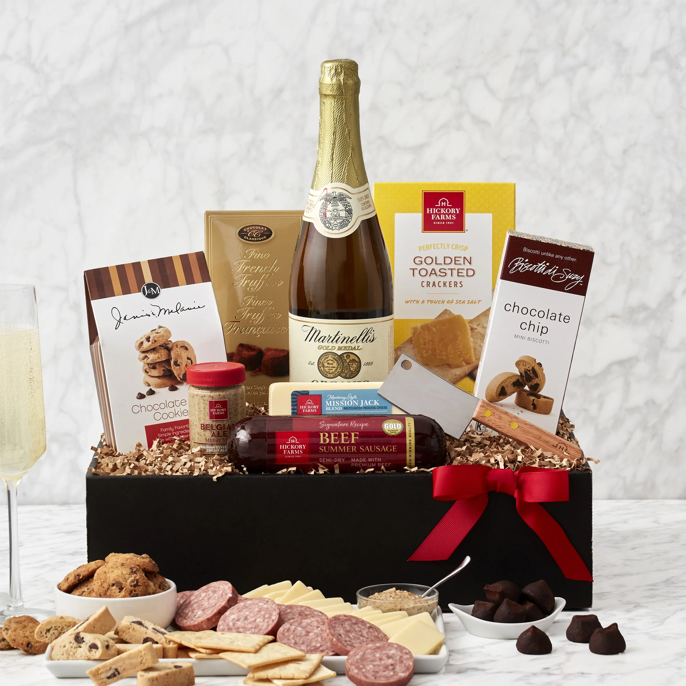 Sleek Sweets and Treats Meat and Cheese Gift Basket