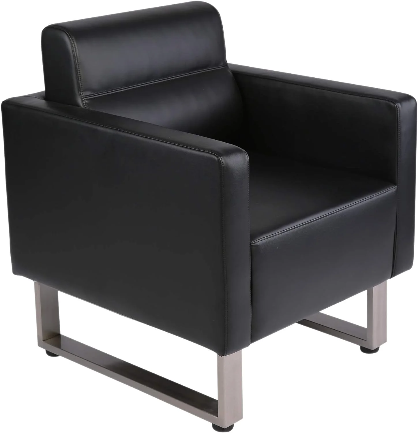 Accent Chair Arm Chair Lounge Sofa Upholstered Faux Leather Club Chair Ergonomic Lumbar Support Comfy Cubic Waiting Room Side Chair Modern Century For Living Room Bedroom Salon Mall Brush