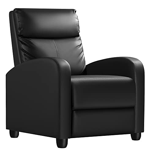 Homall Modern Recliner Chair Padded Seat Pu Leather for Living Room Single Sofa Recliner Seat Club Chair Home Theater Seating (Black)