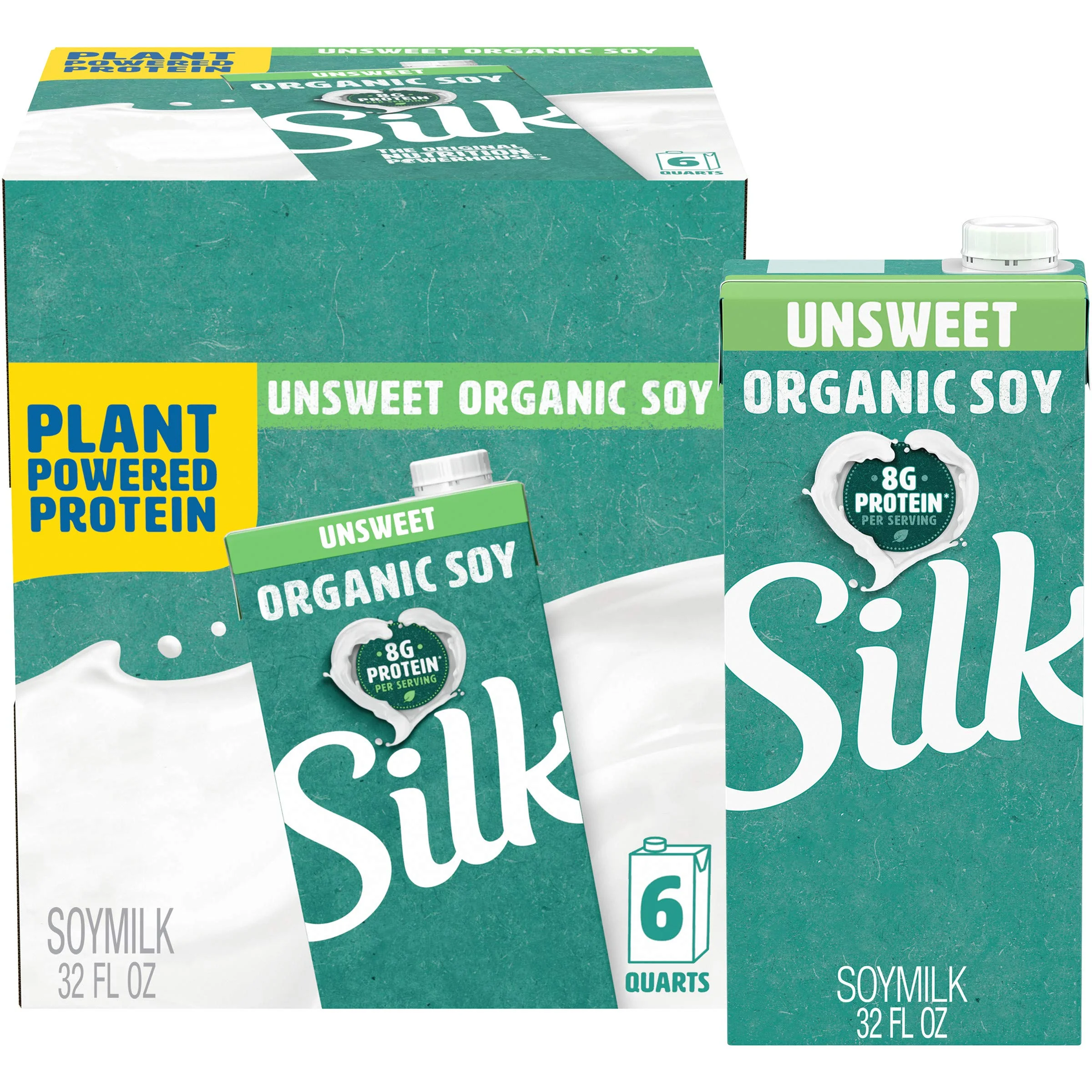 Silk Shelf-Stable Organic Soy Milk, Unsweetened, Dairy-Free, Vegan, Non-Gmo Project Verified,32 Fl Oz(Pack Of 6)