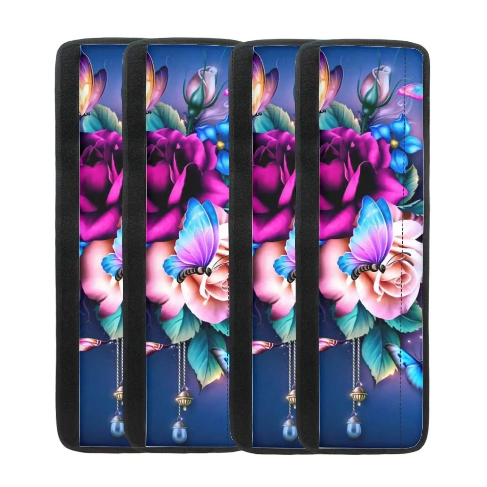 Kuiaobaty Refrigerator Door Handle Cover for Kitchen Decor Colorful Flowers Butterfly Appliance Handle Decorative Cover 4 Packs Anti Dirty Fridge Oven Dishwasher Handle Sleeves