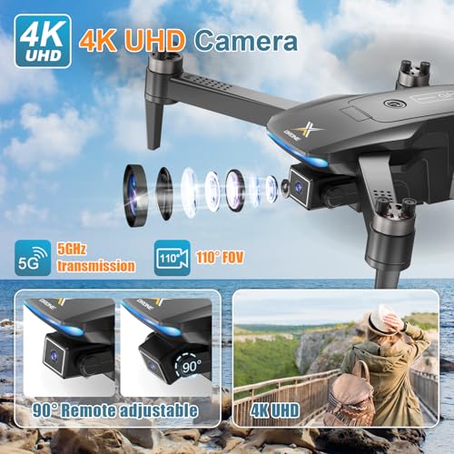GPS Drones with Camera for Adults 4K, Brushless Motor FPV RC Quadcopter with Auto Return, Follow Me, Headless Mode, 50 Mins Long Flight, Lightweight and Foldable Drone for Beginner
