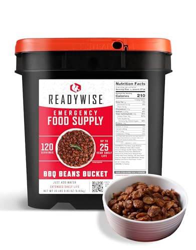 READYWISE - Emergency Food Supply, 132 Servings, 1 Bucket, Freeze-Dried, MRE, Pre-made, Survival and Adventure Essentials for Camping, Hiking & Emergencies, Individually Packaged, 25-Year Shelf Life