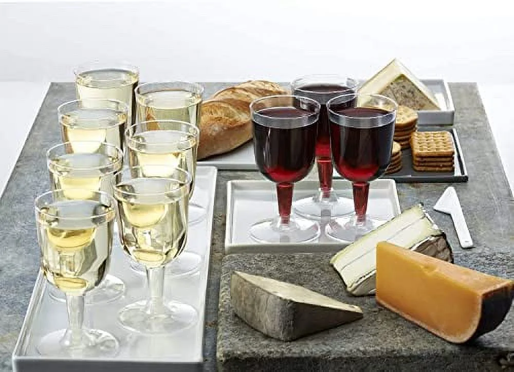 50Pcs Plastic Wine Glasses, 170ml Clear Wine Tasting Glasses Reusable Stemmed Party Wine Cups