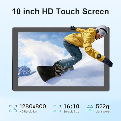 Tablet 10 Inch Android Tablet, 2 in 1 Tablets, Include Keyboard Mouse Case Stylus, 64GB ROM+8GB RAM 1TB expandable 2MP+8MP Dual cameras, 5G WIFI-6 Bluetooth 6000mAh Battery 10.1