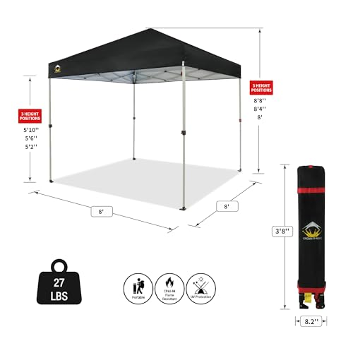 CROWN SHADES 10x10 Pop Up Canopy - Beach Tent with One Push Setup - Easy Outdoor Sun Shade for Events, Parties, Camping - Gazebo with STO-N-Go Cover Bag, Silver Coated Top, White