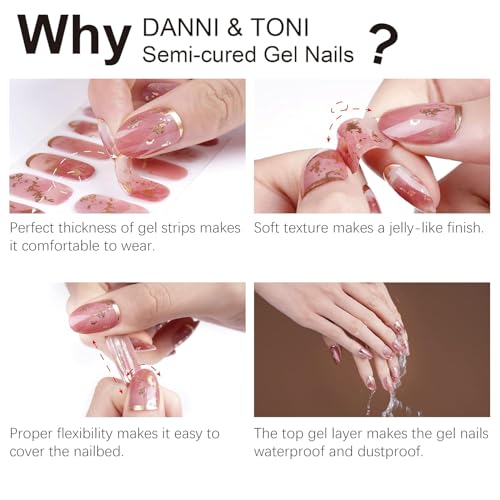 DANNI & TONI Semi Cured Gel Nail Strips Christmas Santa Claus Snowflakes Cat Eye Gel Nail Wraps 28 Stickers | Mistletoe Meow
