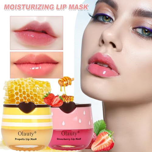 6 PCS Bee Lip Balm Mask Honey Pot, Honey Lip Balm Bulk, Moisturizing Lip Sleep Masks Hydrating Prevention Dry and Crack Lip Scrubs, Propolis Lip Mask Overnight Reduce Lip Lines