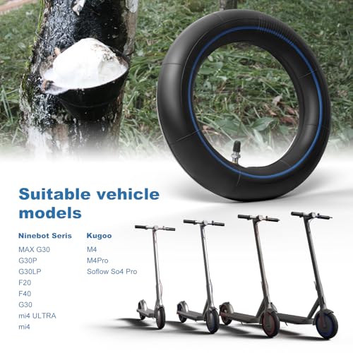 60/70-6.5 Scooter Tire&Tube,10x2.5 Electric Scooter Tire 10 inch Electric Rubber Pneumatic Scooter Wheels for Ninebot G30 Max/G30D 10x2.5 Front/Rear Replacement Pneumatic Tire(2 Inner+2 Outer)