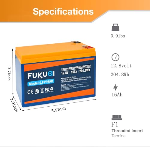 12V 20Ah LiFePO4 Lithium Battery, 2000+ Deep Cycles Rechargeable Battery for Solar, E-Scooters,Camping,Off-Grid Applications,Built-in 20A BMS