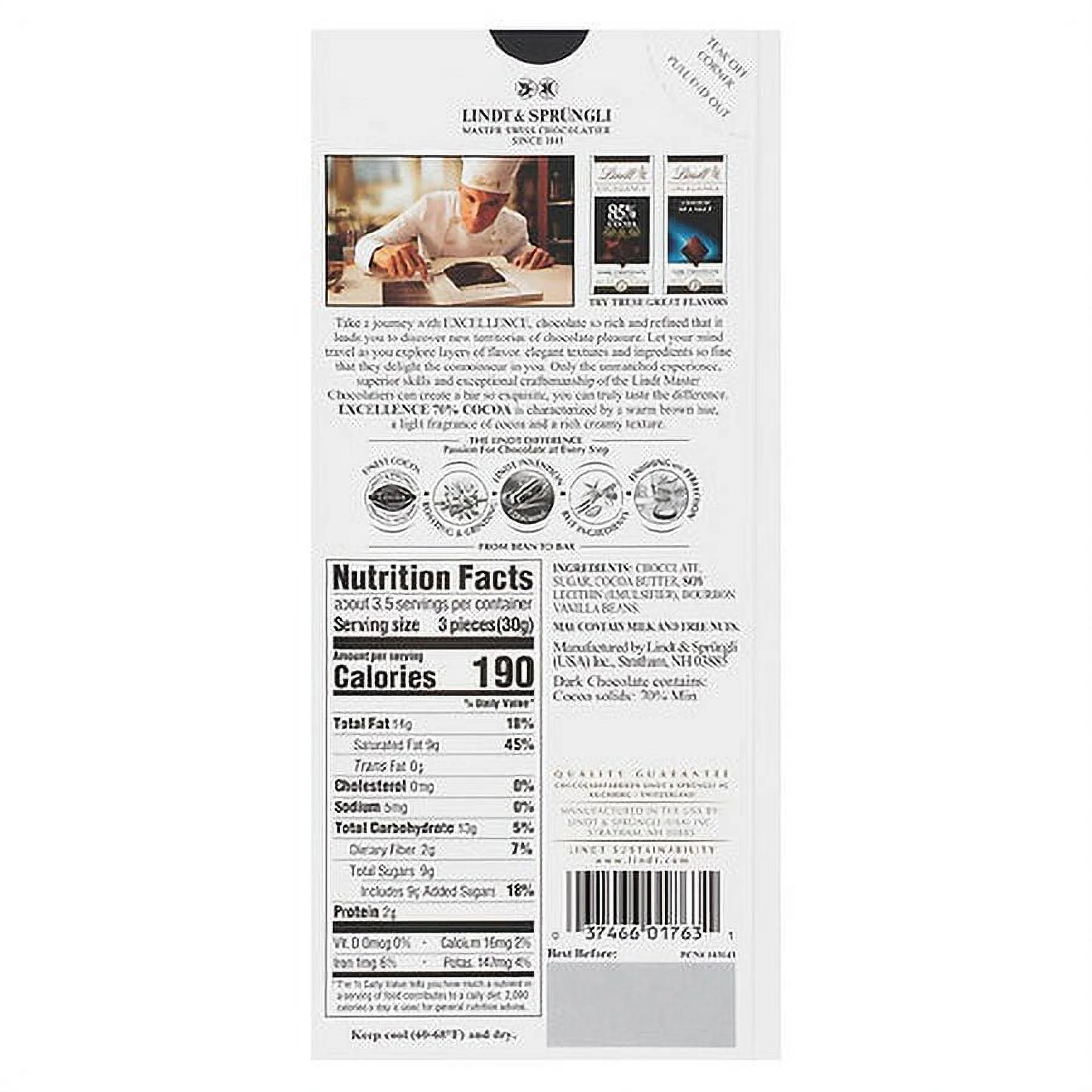 Lindt Excellence 70% Cocoa Bar3.5oz Pack of 2