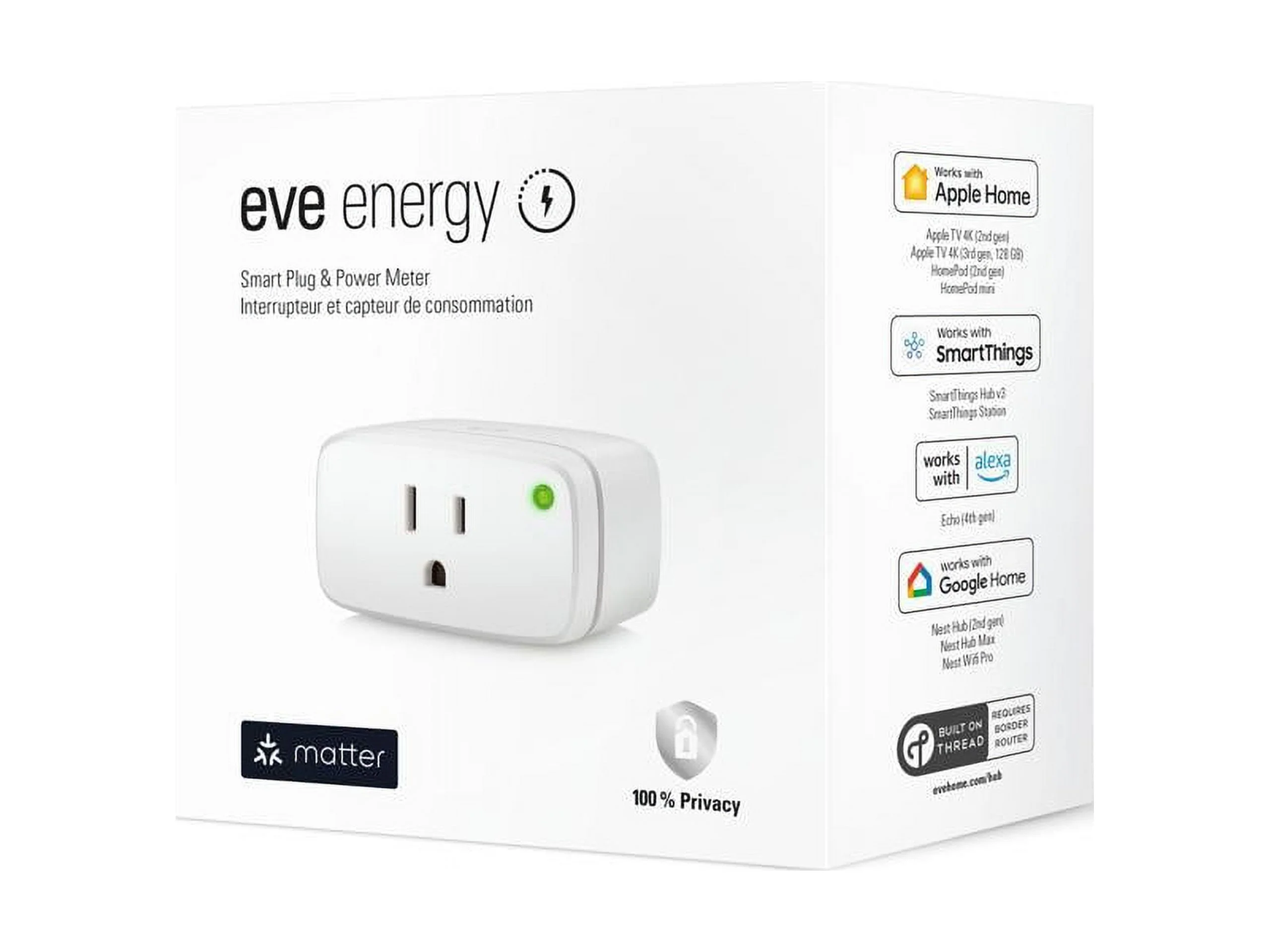 Eve Energy (Matter) - Smart plug, app and voice control, no bridge, Thread, 100% privacy