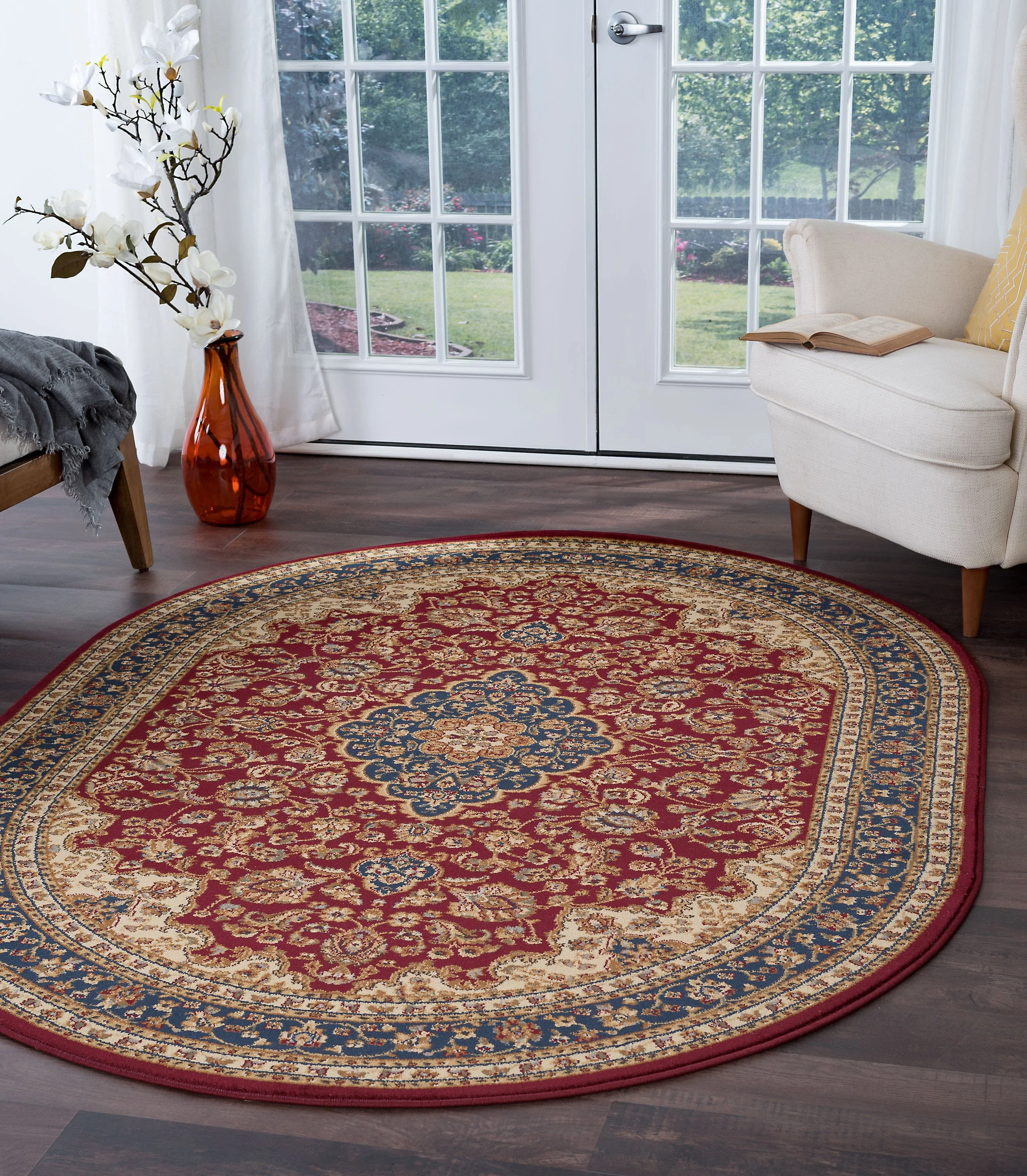 5x8 Oval Transitional Red Oval Area Rugs for Living Room | Bedroom Rug | Dining Room Rug | Indoor Entry or Entryway Rug | Kitchen Rug | Alfombras para Salas 5'3'' x 7'3'' Oval
