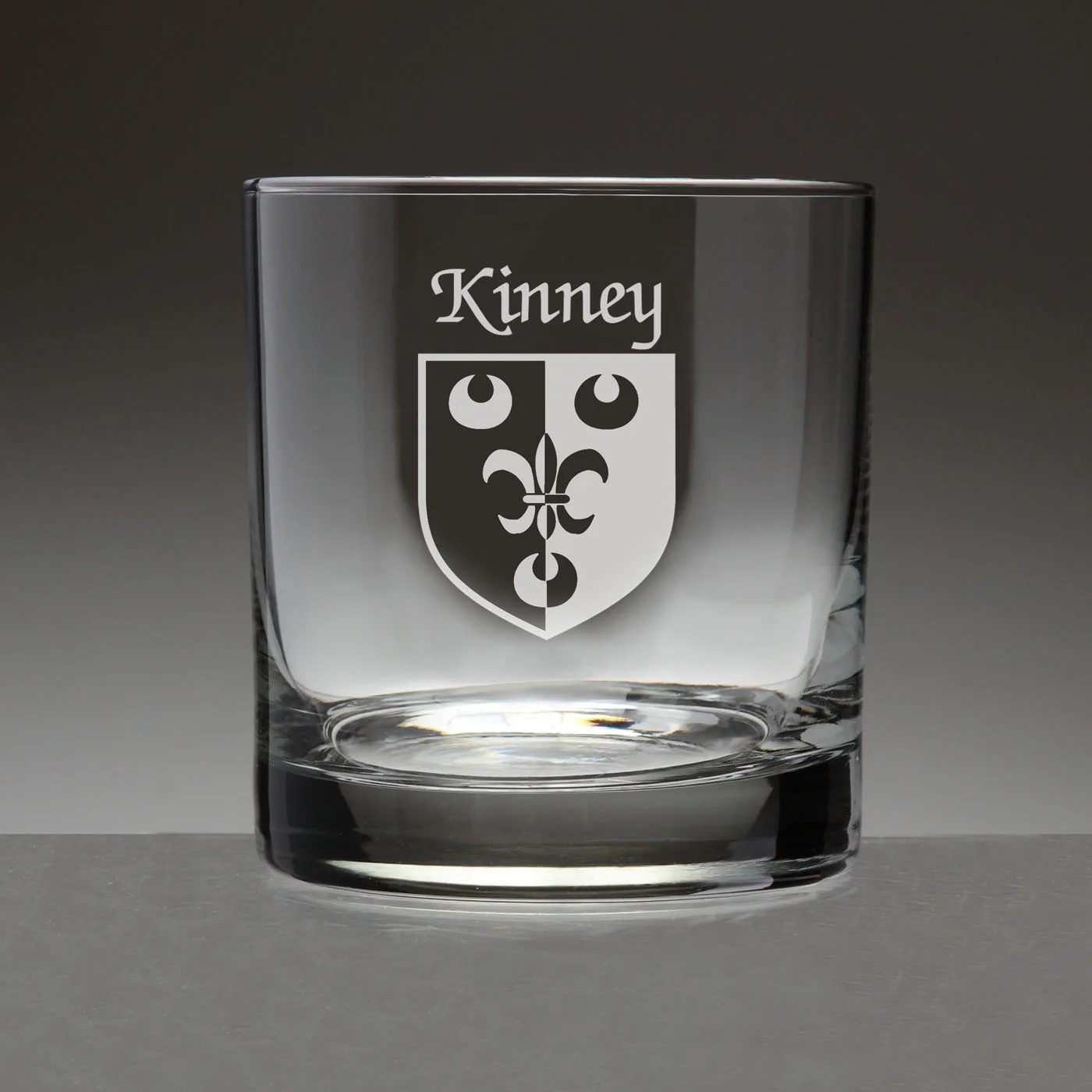Kinney Irish Coat of Arms Tumbler Glasses - Set of 4 (Sand Etched)