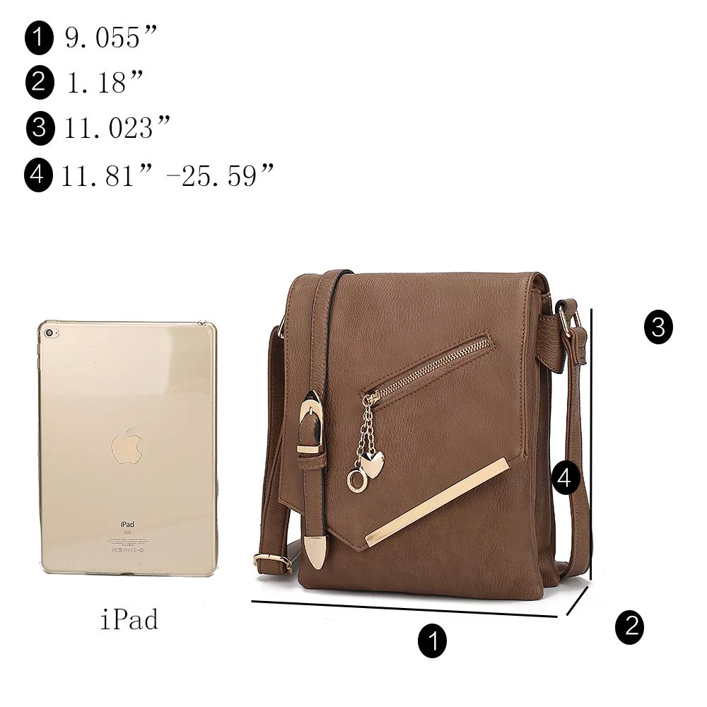 MKF Collection Women's Jasmine Vegan Leather Flap Top Crossbody Bag by Mia K., Mustard