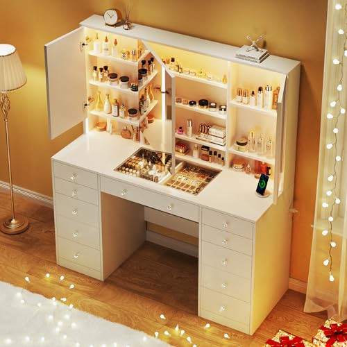 Vanity Desk with Mirror and Lights, 50