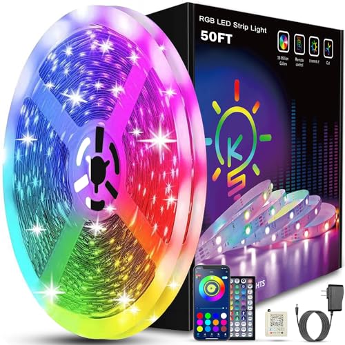 Keepsmile 32.8ft Strip Lights Smart App Music Sync Color Changing RGB Bluetooth LED Strips with Remote Led Lights for Bedroom Home Decoration
