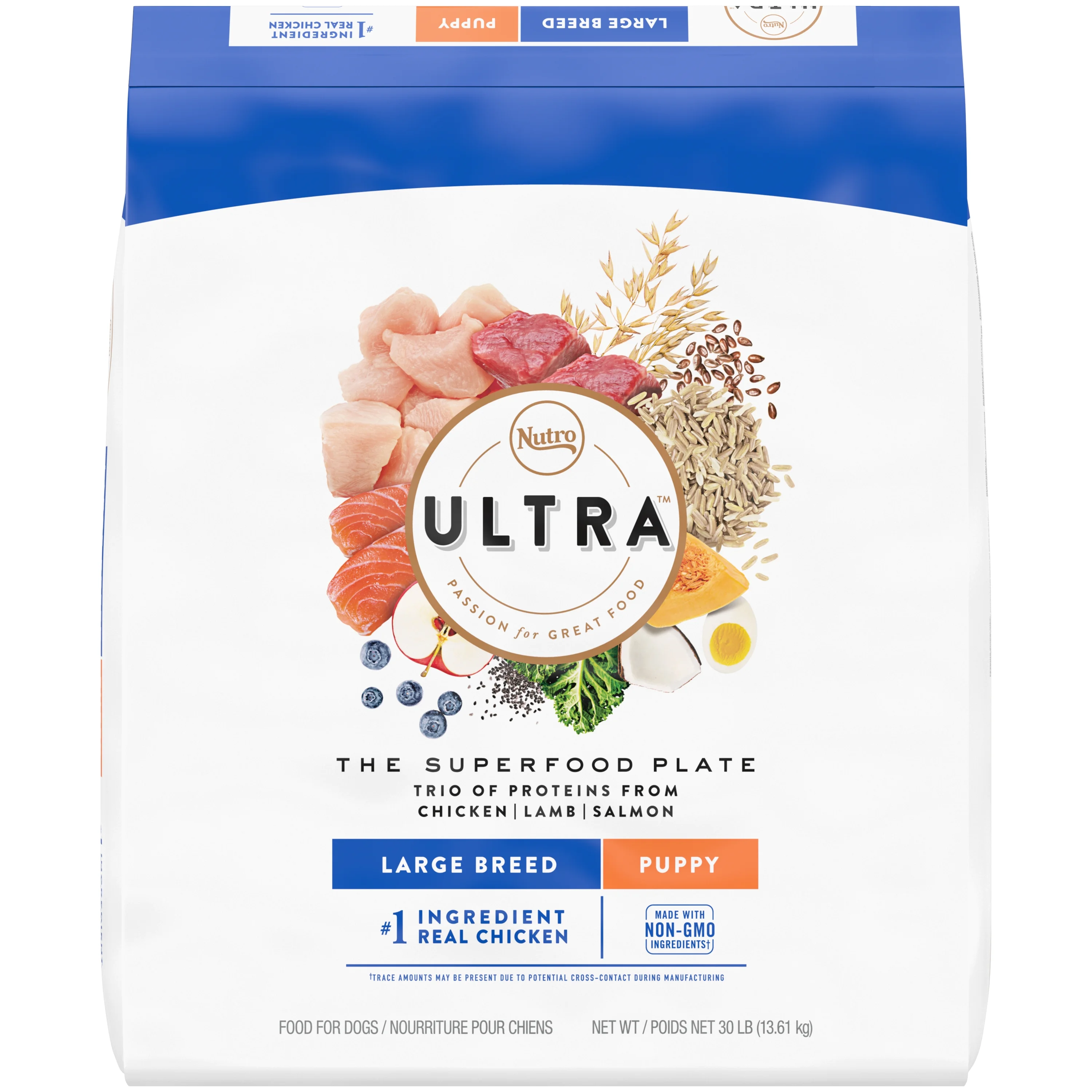 Nutro Ultra Large Breed Puppy High Protein Natural Dry Dog Food With A Trio Of Proteins From Chicken, Lamb And Salmon, 30 Lb. Bag