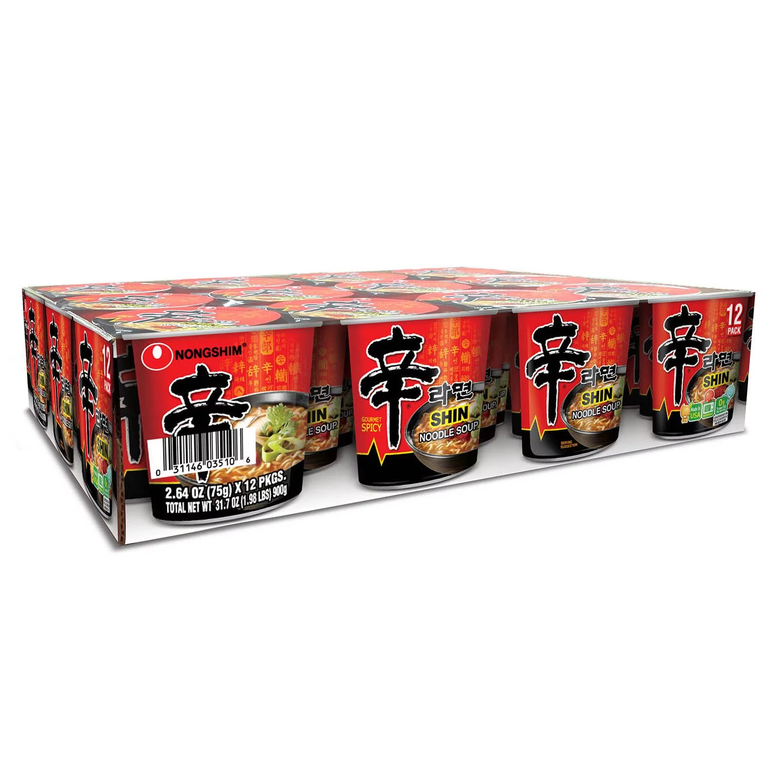 Product of Nongshim Shin Cup Noodle Soup, New 12 Pk. 2.64 oz.