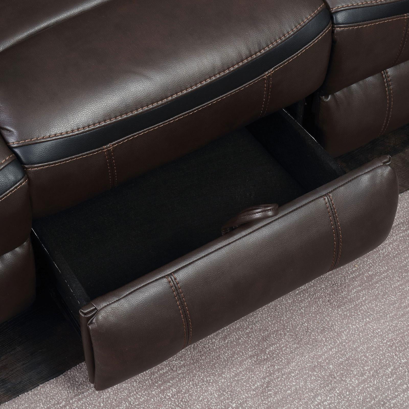 Transitional Faux Leather Upholstery Sofa in Brown Chenai Furniture of America