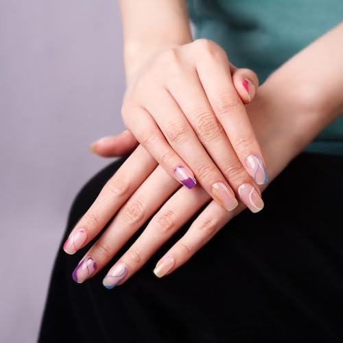 DANNI & TONI Semi Cured Gel Nail Strips Christmas Santa Claus Snowflakes Cat Eye Gel Nail Wraps 28 Stickers | Mistletoe Meow