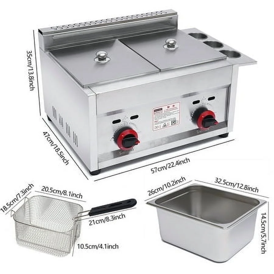 6L*2 Commercial Countertop Gas Deep Fryer Propane 2 Basket Stainless Newest Sale