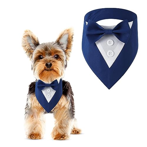 Dog Wedding Bandana, Formal Dog Tuxedo Adjustable Pet Collar with Bow, Small, Medium and Large Dog Wedding Clothing, Birthday Gifts for Dogs (Medium, Black)