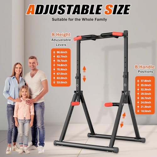 Power Tower Pull Up Dip Station Foldable, Pull Up Bar Station Adjustable, Multi-Function Home Gym, Strength Training Fitness Equipment, Triangular Design, for Home Outdoor