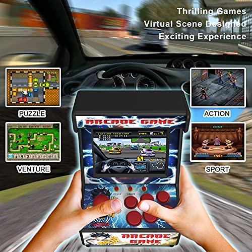 Mini Arcade Machine, Retro Gaming Console, Handheld Game Console with 156 Classic 16-Bit Video Games, 2.8 Inch Color Display, Rechargeable Battery, Support for TV Output, Birthday Present for Children