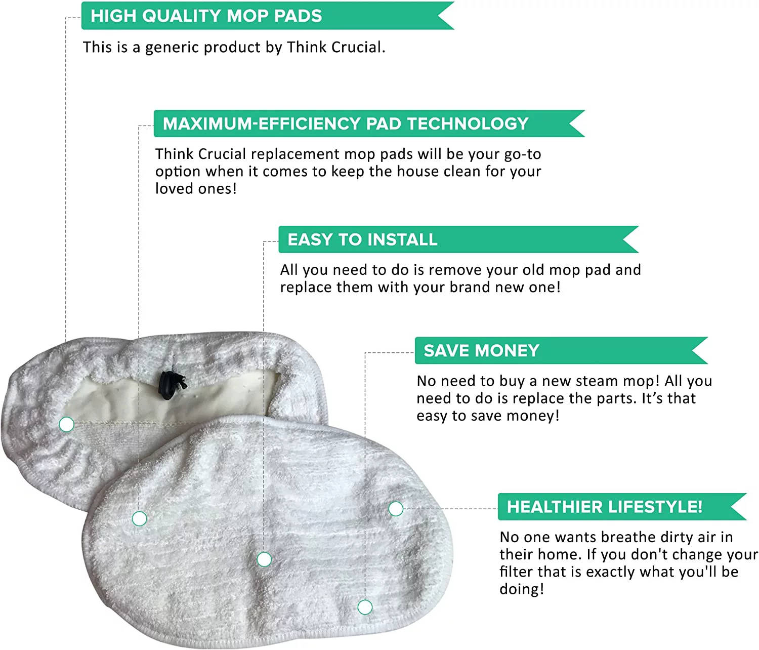 Crucial Bissell Microfiber Steam Mop Pad (Set of 4)