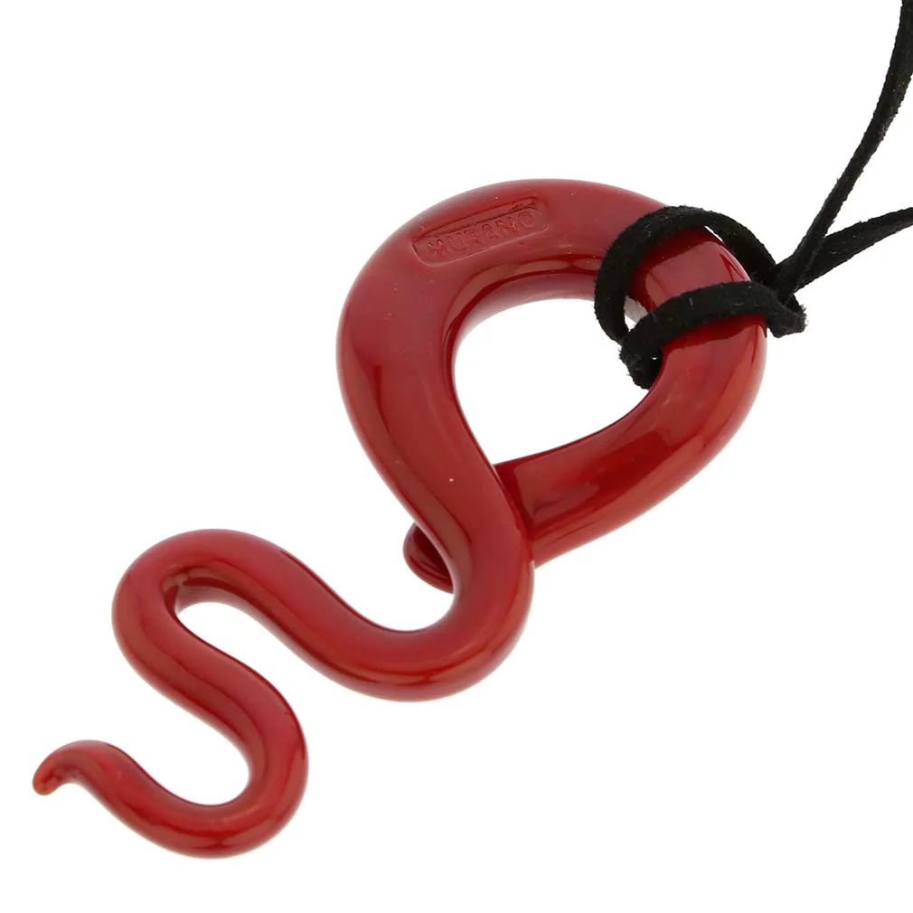 GlassOfVenice Red Snake Murano Glass Pendant Necklace