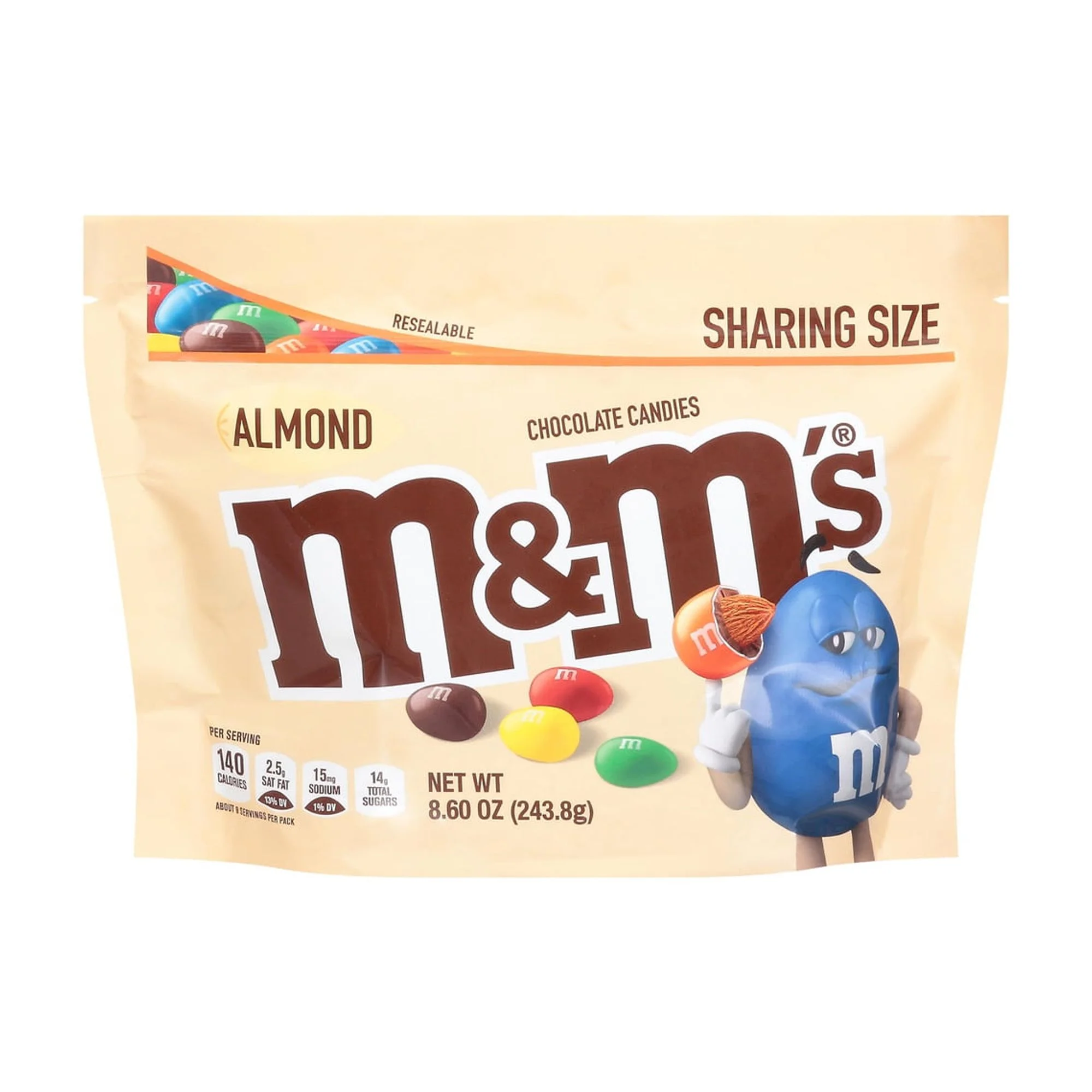M&M'S Almond Milk Chocolate Easter Candy, Sharing Size, 8.6 oz Bag (Pack of 14)