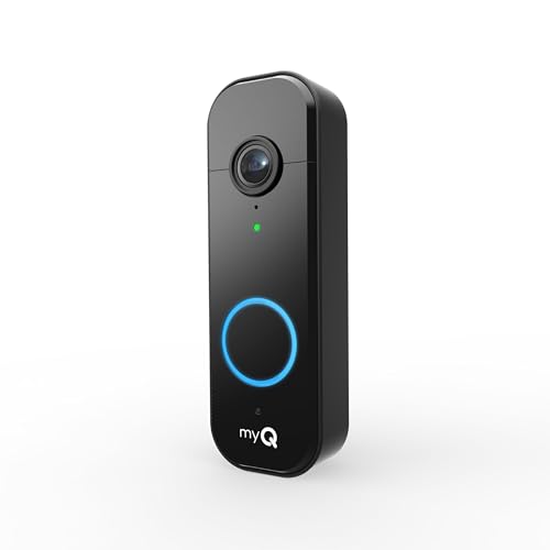 CHAMBERLAIN myQ Video Doorbell | 2K Camera, Battery/Wired, Color Night Vision, Live View with 2-Way Talk, Motion Detection & Real-Time Alerts, 150 Deg Wide View, Black