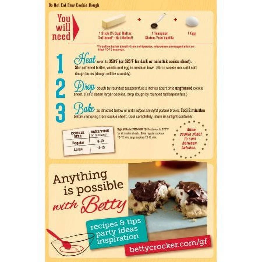 Betty Crocker Gluten Free Cookie Mix Chocolate Chip 19.0 Oz Box (Pack Of 2)