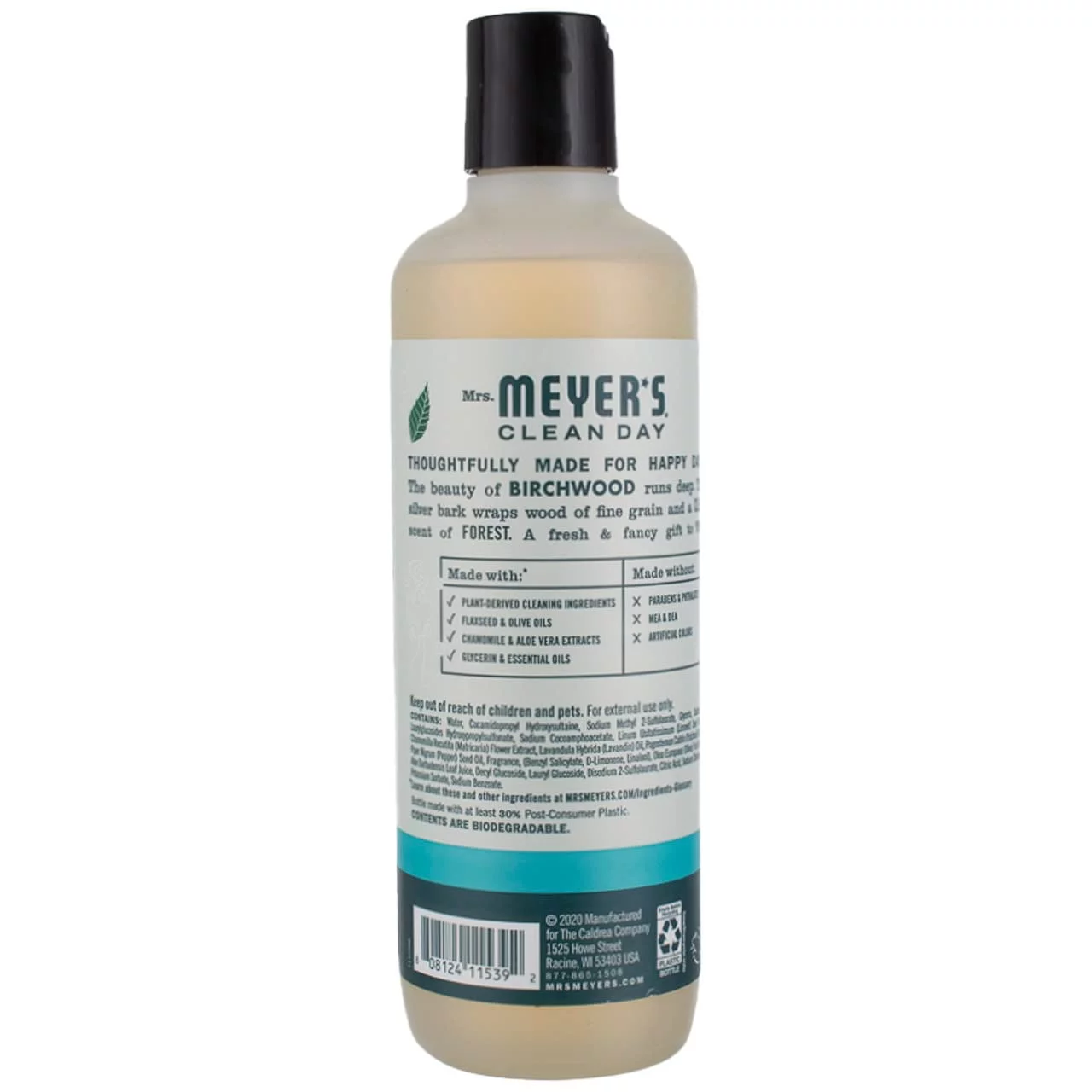 Mrs. Meyer,S Clean Day,S Moisturizing Body Wash For Women And Men, Cruelty Free And Biodegradable Shower Gel Made With Essential Oils, Birch Wood Scent, 16 Oz.