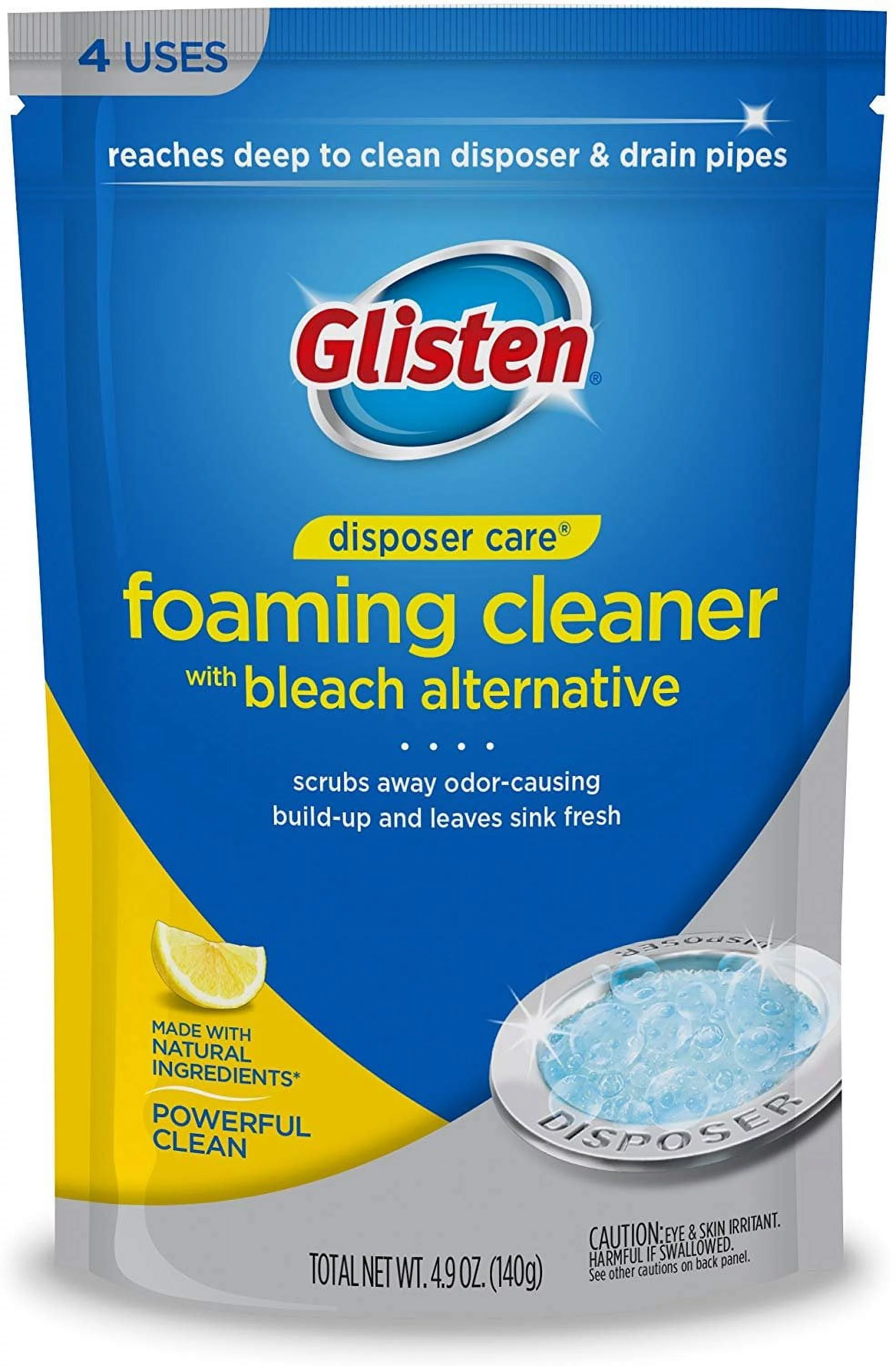 Glisten Garbage Disposer Care Foaming Cleaner, Lemon Scent, 4 Pack