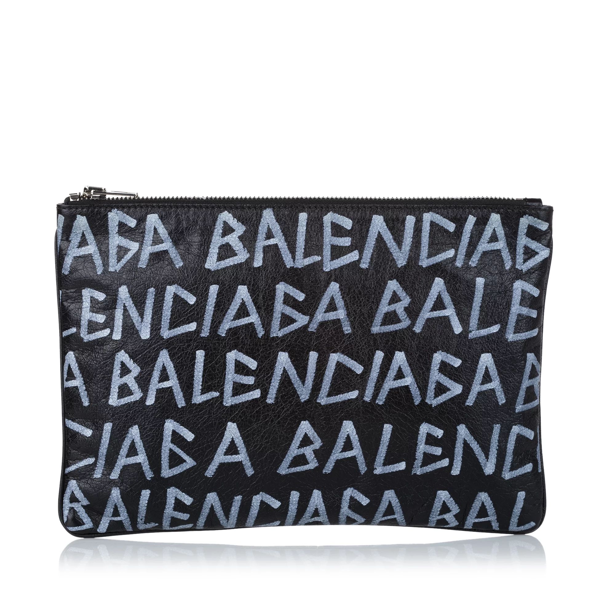 Pre-Owned Authenticated Balenciaga Clutch Bag Calf Leather Black WristletBag Women (Good)